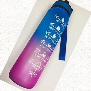 Sport Frosted Water Bottle with Time Marker & Straw 32oz